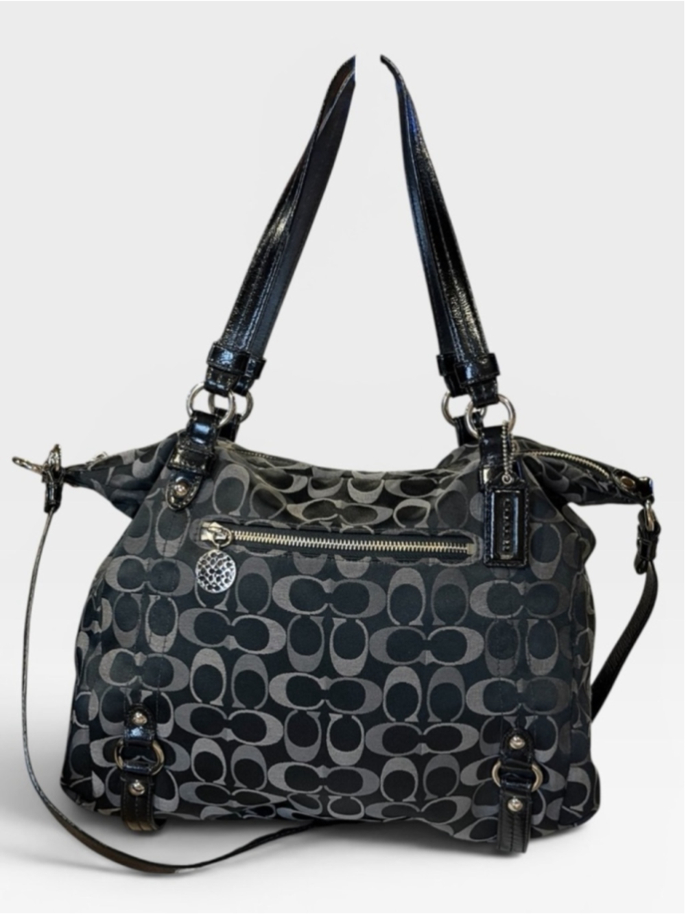 Coach Black Grey Signature C Jacquard Shoulder Bag - Picture 3 of 16